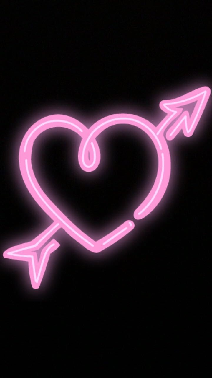 720x1280 Neon Pink Heart with Arrow Sign
