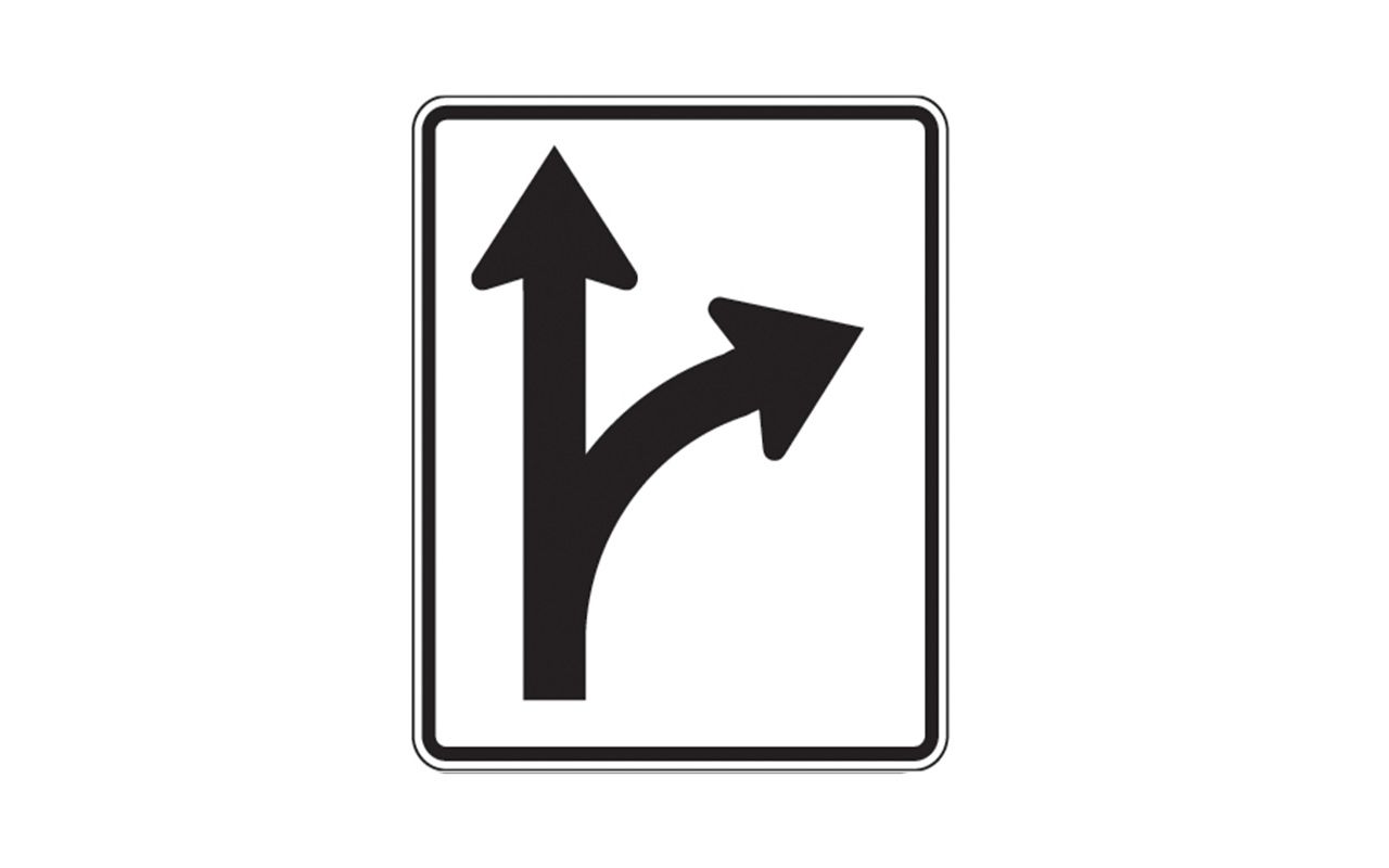 1280x800 Arrows Right Turn & Straight Sign R3 6R Safety Supply Company