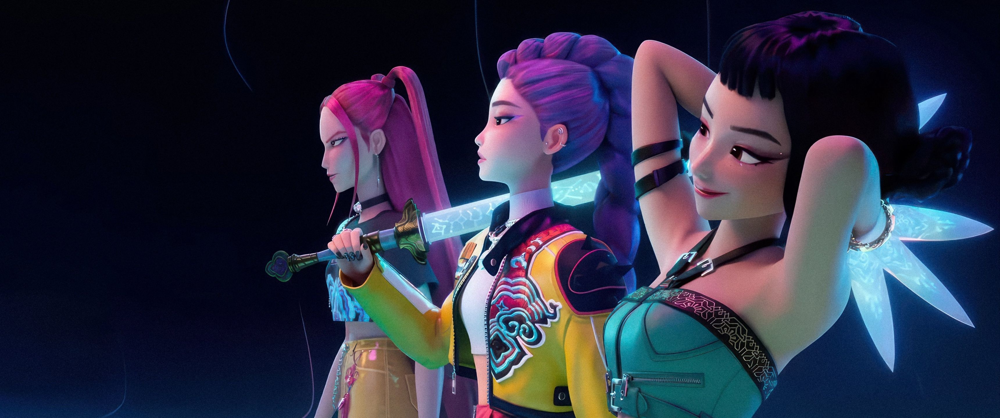 3440x1440 Huntrix Wallpaper 4K, Girl group, KPop Demon Hunters