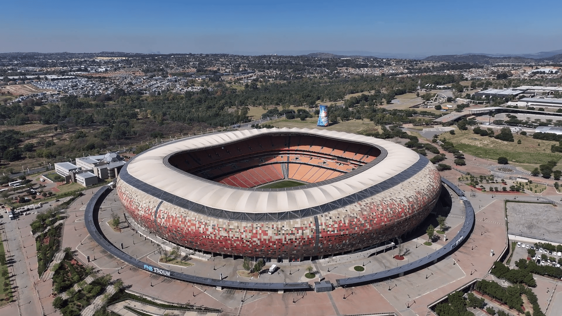 1920x1080 Soccer Stadium At Johannesburg In Gauteng South Africa. Famous Fnb Stadium. Soccer Stadium. Johannesburg At Gauteng South Africa. Football Field. Sports Landscape