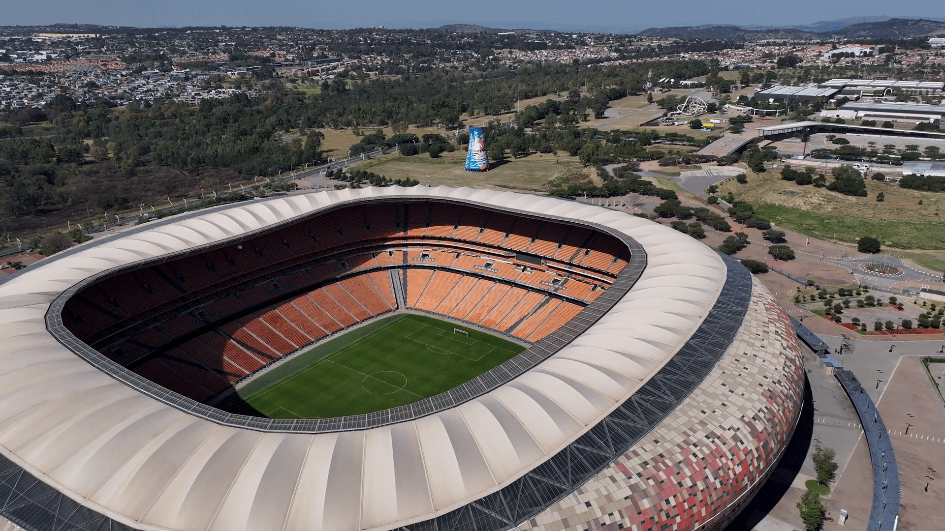 1920x1080 Soccer Stadium At Johannesburg In Gauteng South Africa. Famous Fnb Stadium. Soccer Stadium. Johannesburg At Gauteng South Africa. Football Field. Sports Landscape