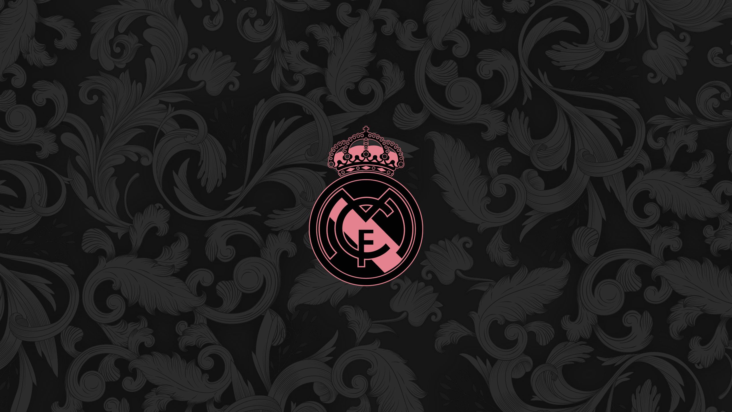 2560x1440 Crest Emblem Logo Soccer Symbol Light Ash Black Background HD Real Madrid C.F Wallpaper