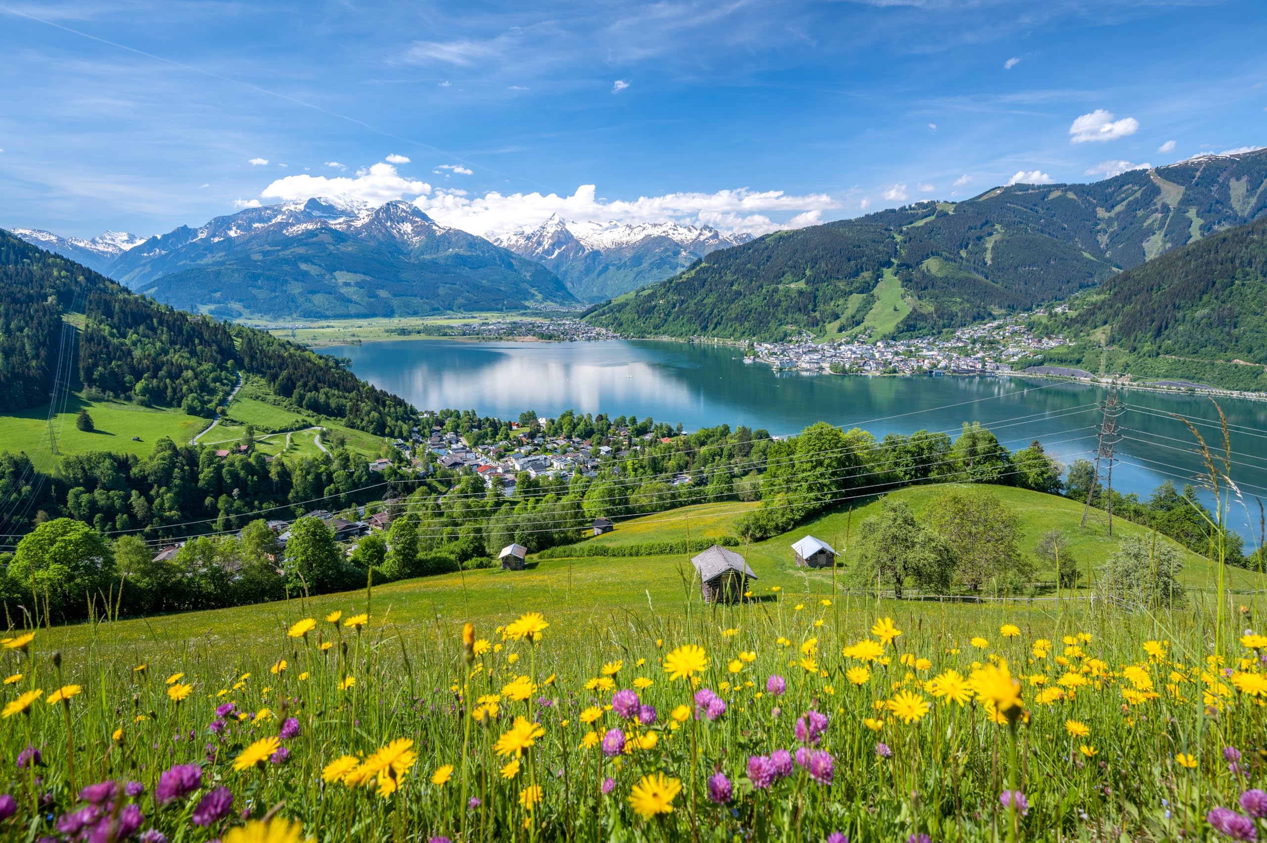2560x1704 Amazon.com : chnywork 10x6.5ft Europe Village Summer Backdrop Austria Town Flower Meadow Lake Green Mountains Blue Sky Background European Travel Hiking Camp Party Decor Photo Booth Studio Prop Wallpaper