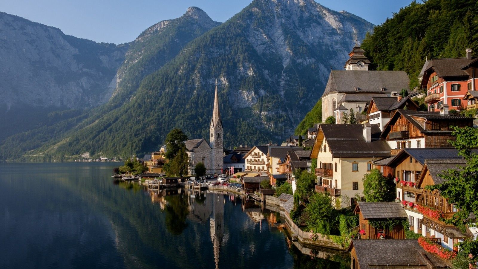 1600x900 Lake Mountain In Alps Austria Hallstatt HD Nature Wallpaper