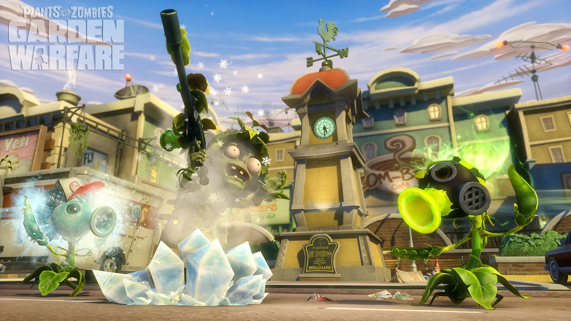 1920x1080 HD Wallpaper: Foot Soldier Zombie vs. Peashooter in Plants vs. Zombies: Garden Warfare