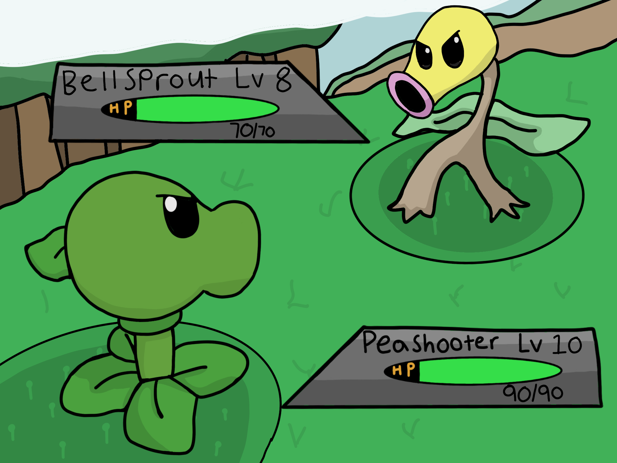 2048x1536 Peashooter Vs. Bellsprout by Kamiakiro on Newgrounds