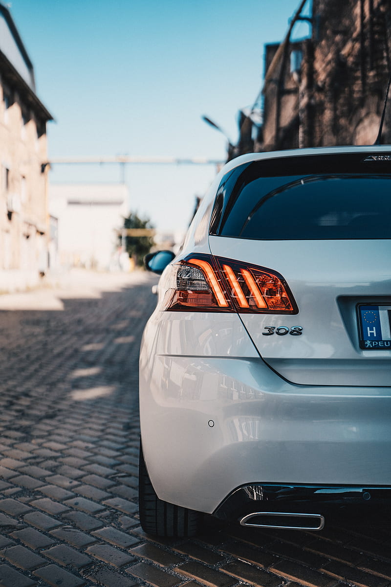 800x1200 Peugeot peugeot, car, white, rear view, brake light, HD phone wallpaper