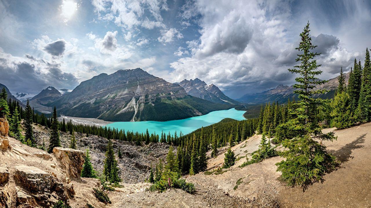 1280x720 Desktop Wallpaper Banff Canada Alberta, Peyto Lake Nature Mountains