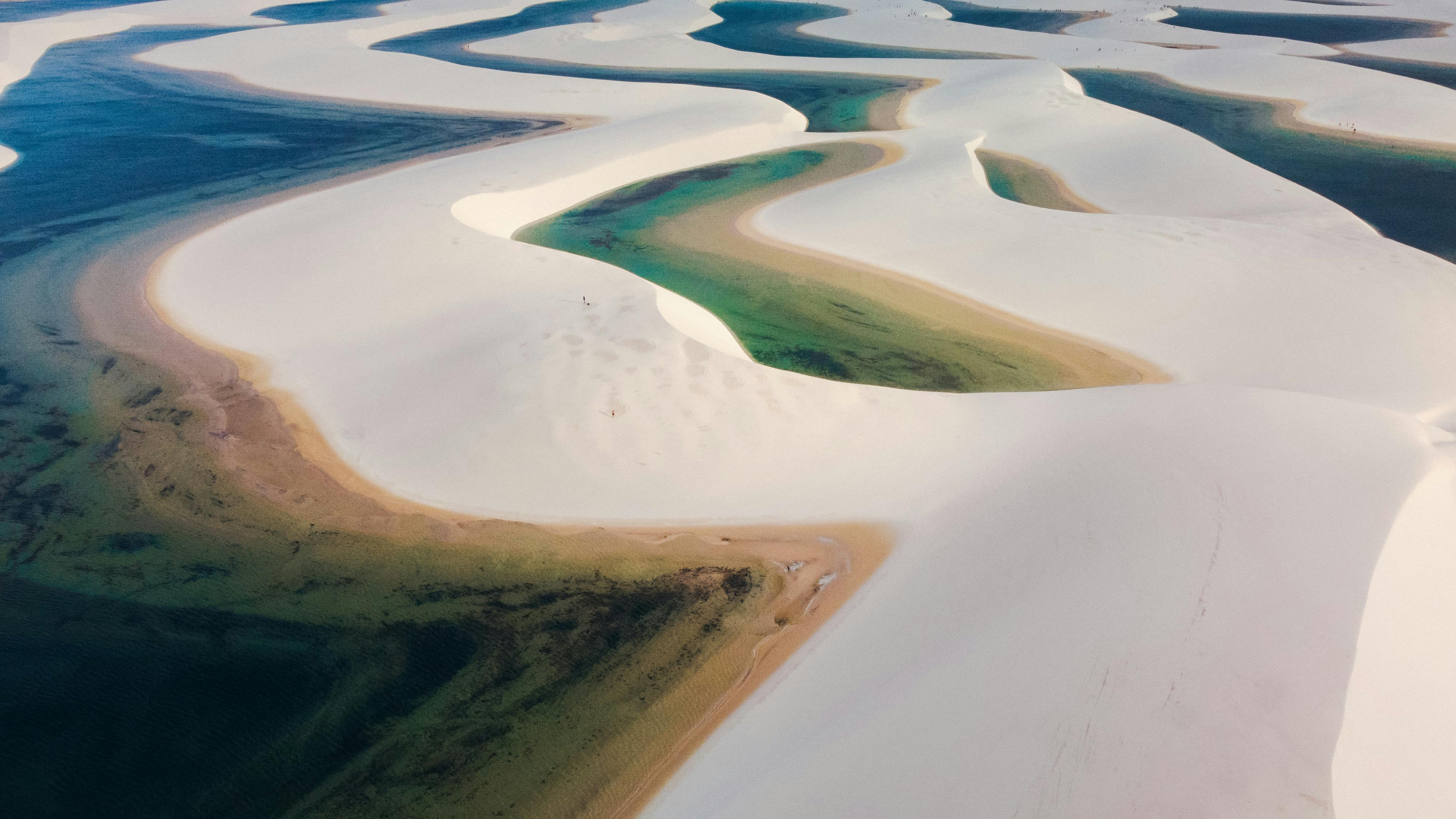 4000x2250 Birds Eye View of the Desert in Lencois Maranhenses National Park · Free