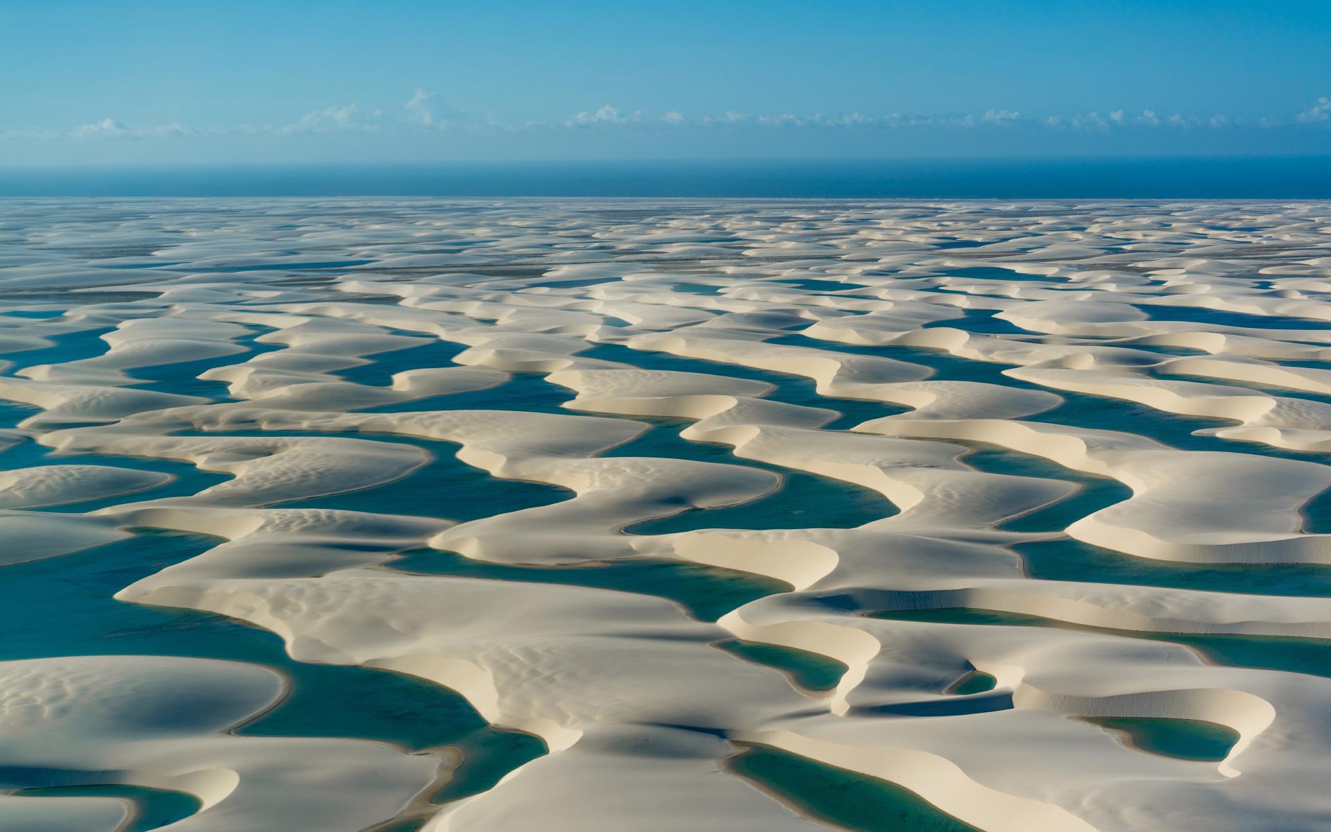 1920x1200 Took an airplane tour over the Lençóis Maranhenses National Park, Brazil. (OC) [1920x1200]