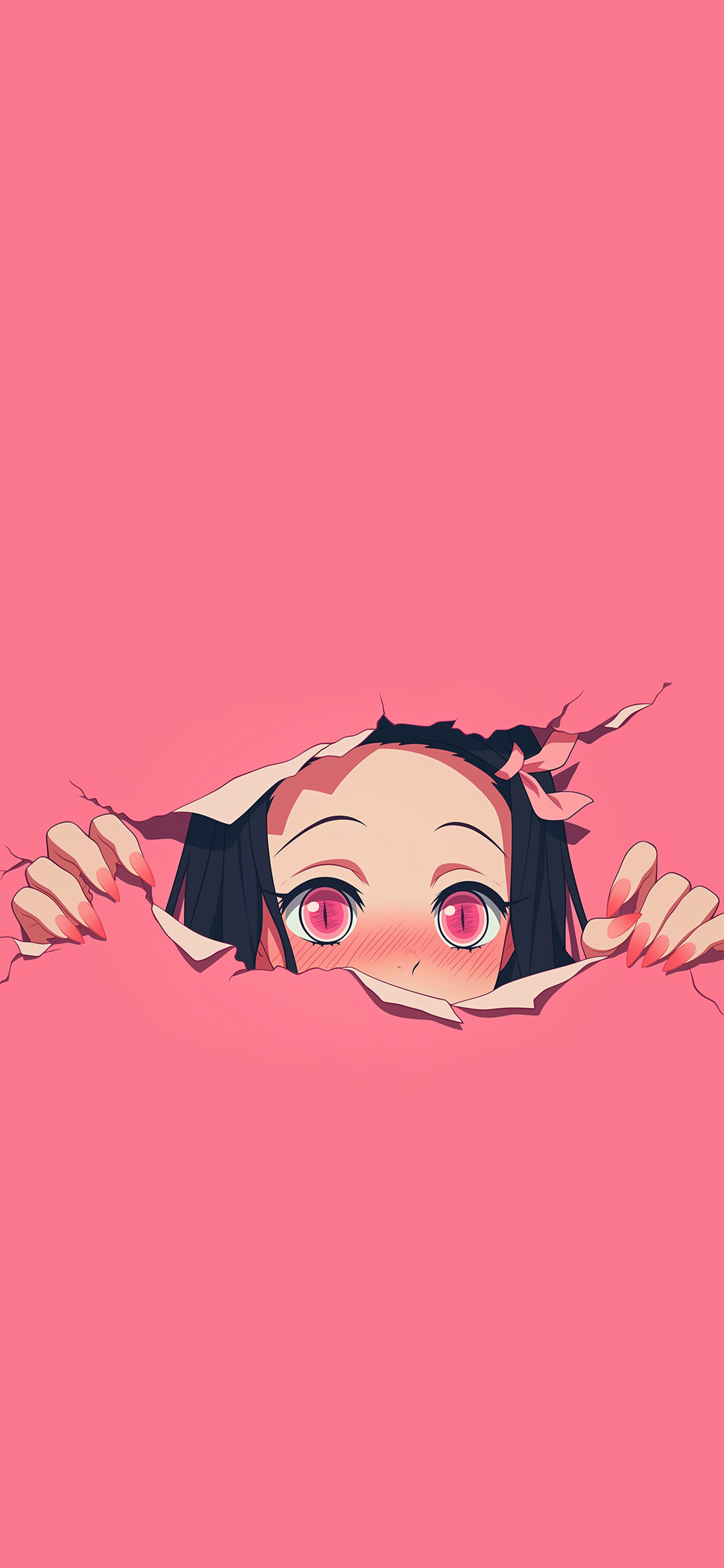 2000x4329 Nezuko Demon Slayer Cute Pink Minimalist Wallpaper iPhone