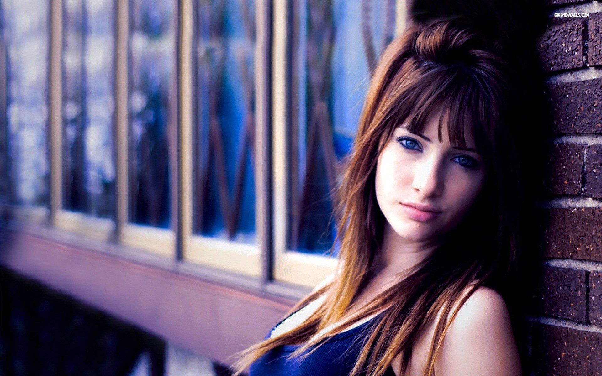 1920x1200 Susan Coffey, Blue eyes, Model, Redhead, Looking at viewer, Walls, Bricks, Women, Women outdoors, Window HD Wallpaper / Desktop and Mobile Image & Photo