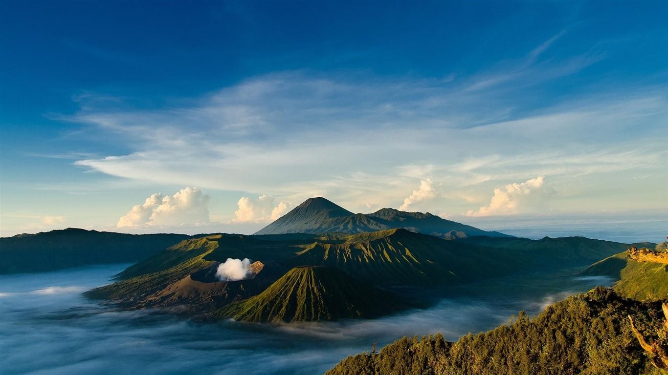 1366x768 Indonesian Volcano Nature HD Wallpaper