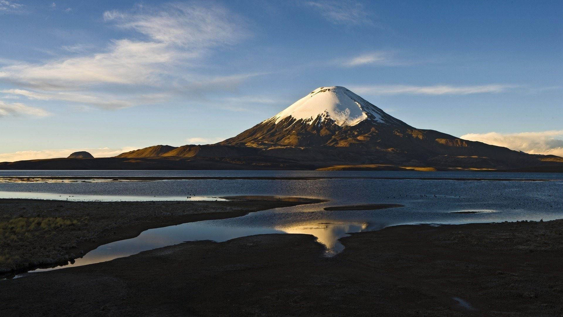 1920x1080 Chile Volcano Lake HD Desktop Wallpaper