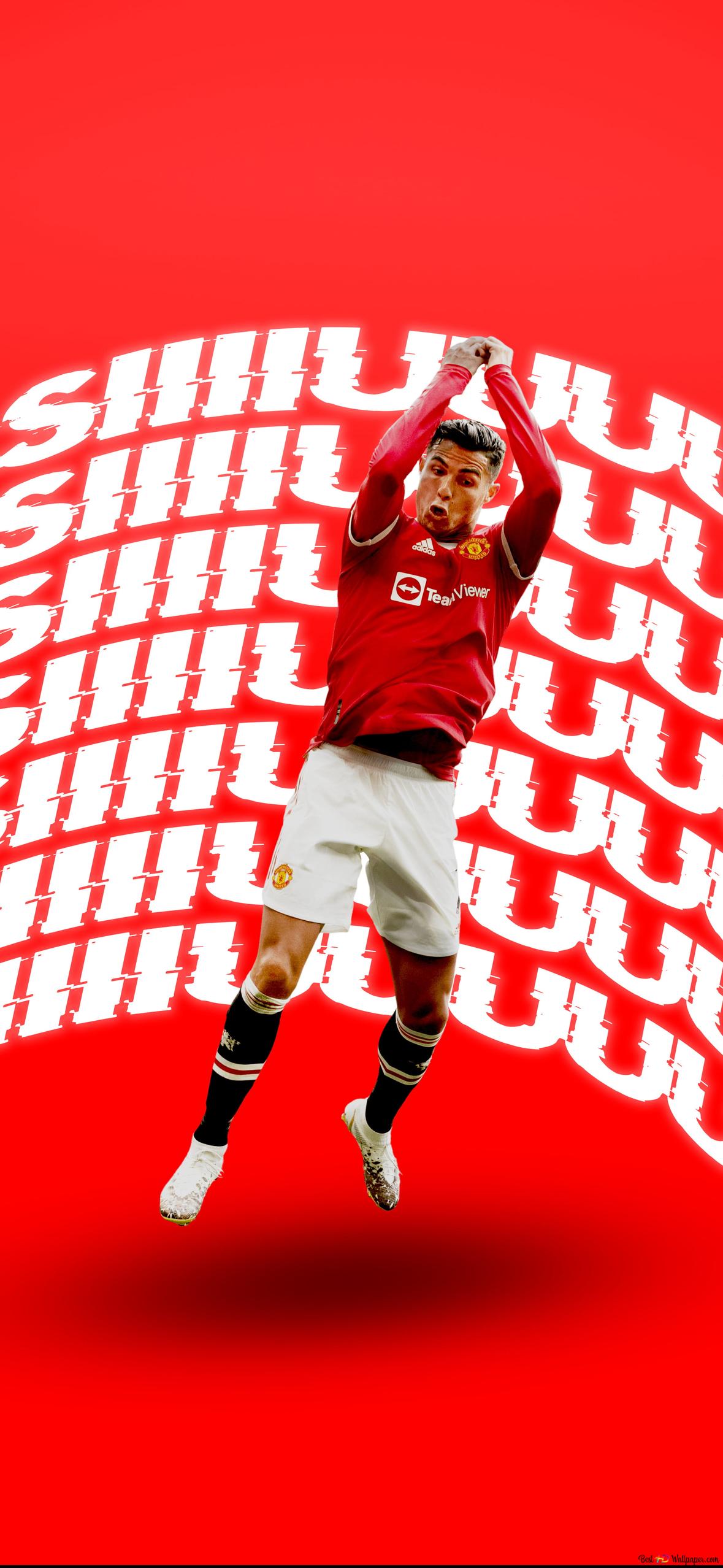 1179x2556 Cristiano Ronaldo's Siiiiuuu goal celebration with Manchester United 2K wallpaper download