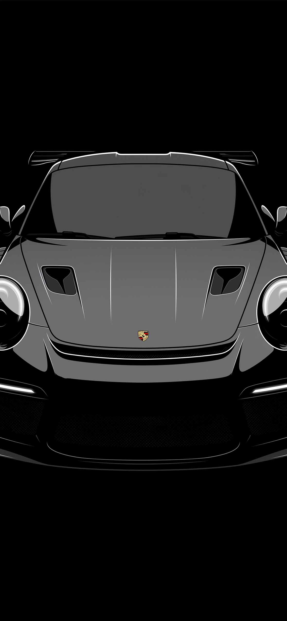 1180x2554 Porsche 911 GT3 Minimal Black Wallpaper