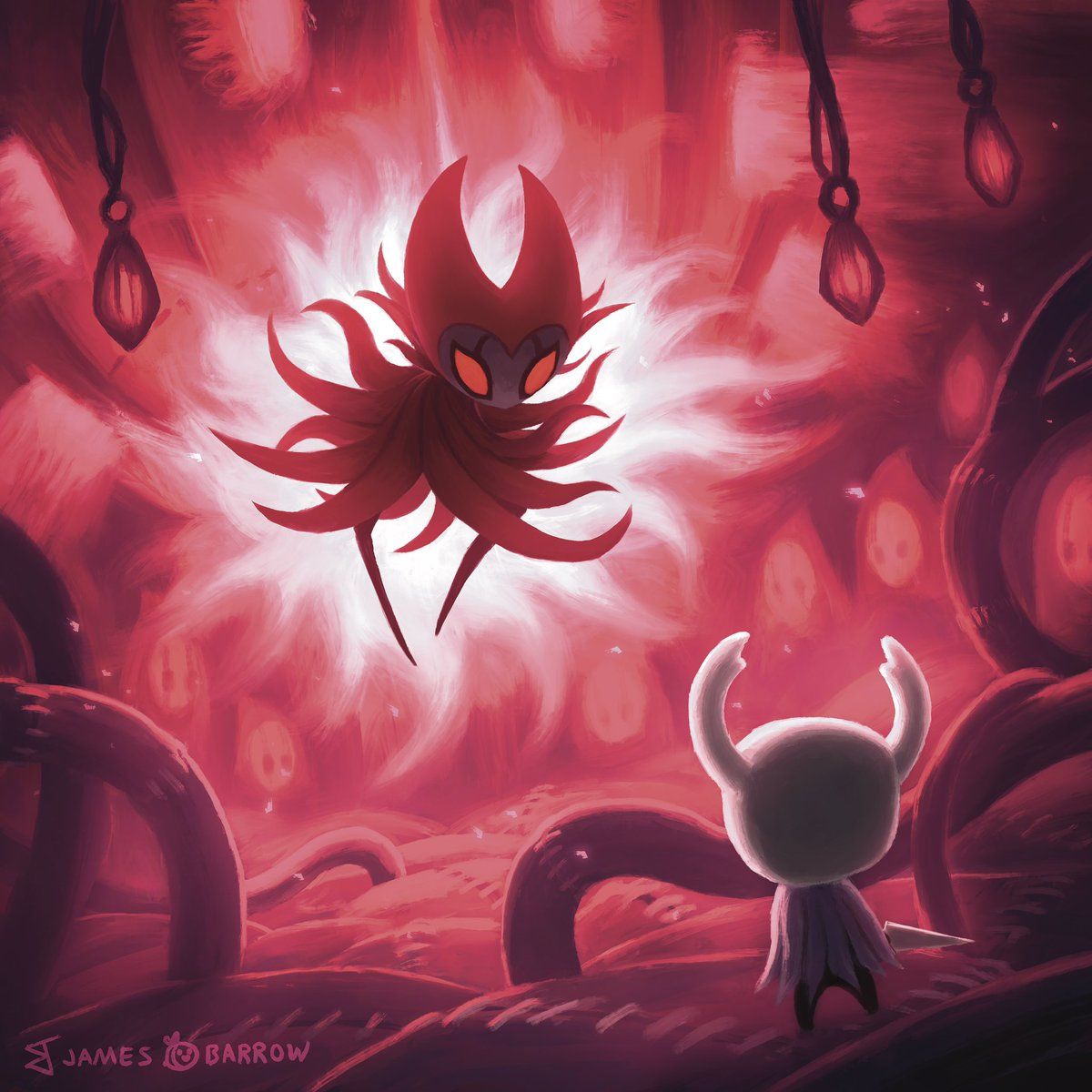 1200x1200 HKAM24 Day 27: Nightmare King encounter was epic, and highly challenging for me. This fight is one of my favourite in the game simply for its vibes. #hollowknight #hollowknightart