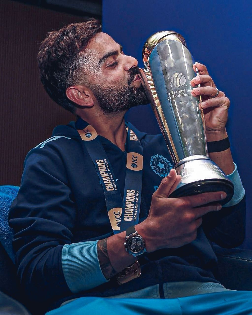 1024x1280 Virat Kohli With Trophy Wallpaper