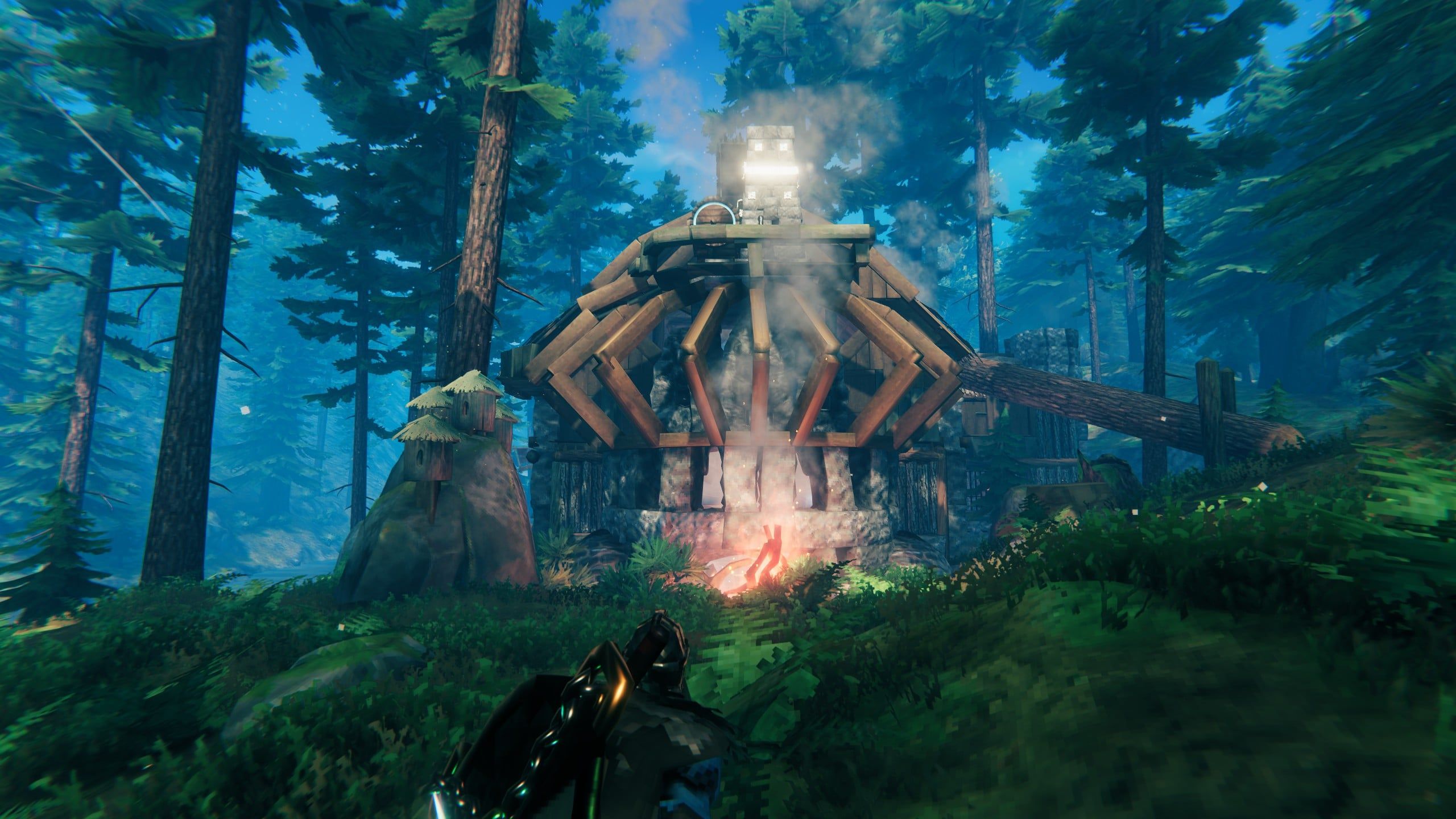 2560x1440 first time poster! Use the blast furnace as a chimney thought id share my forge area + interior and chimney design. really proud of this love the more cozy stuff. also I