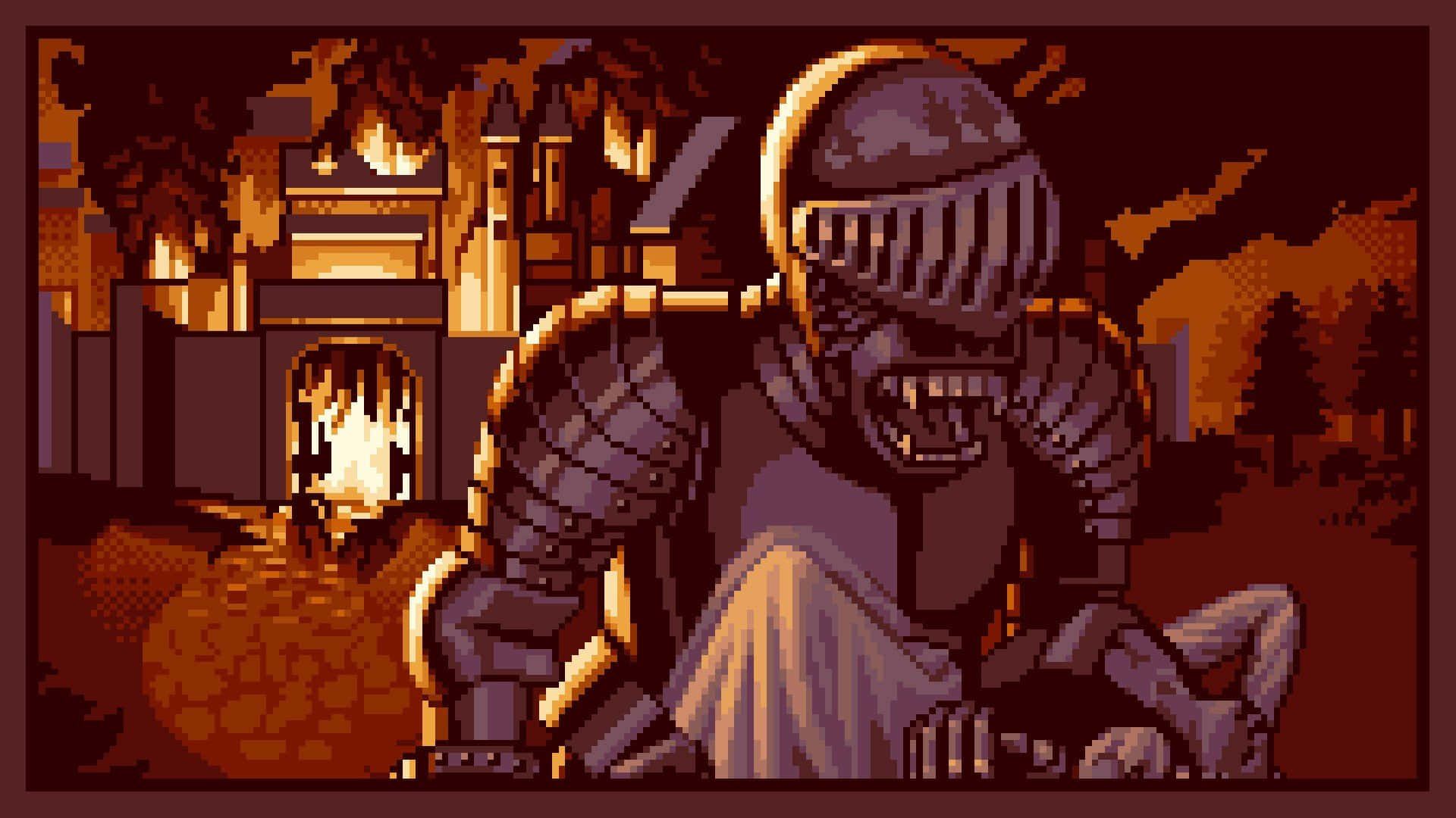 1920x1080 Download A Pixel Art Image Of A Knight In Armor Wallpaper