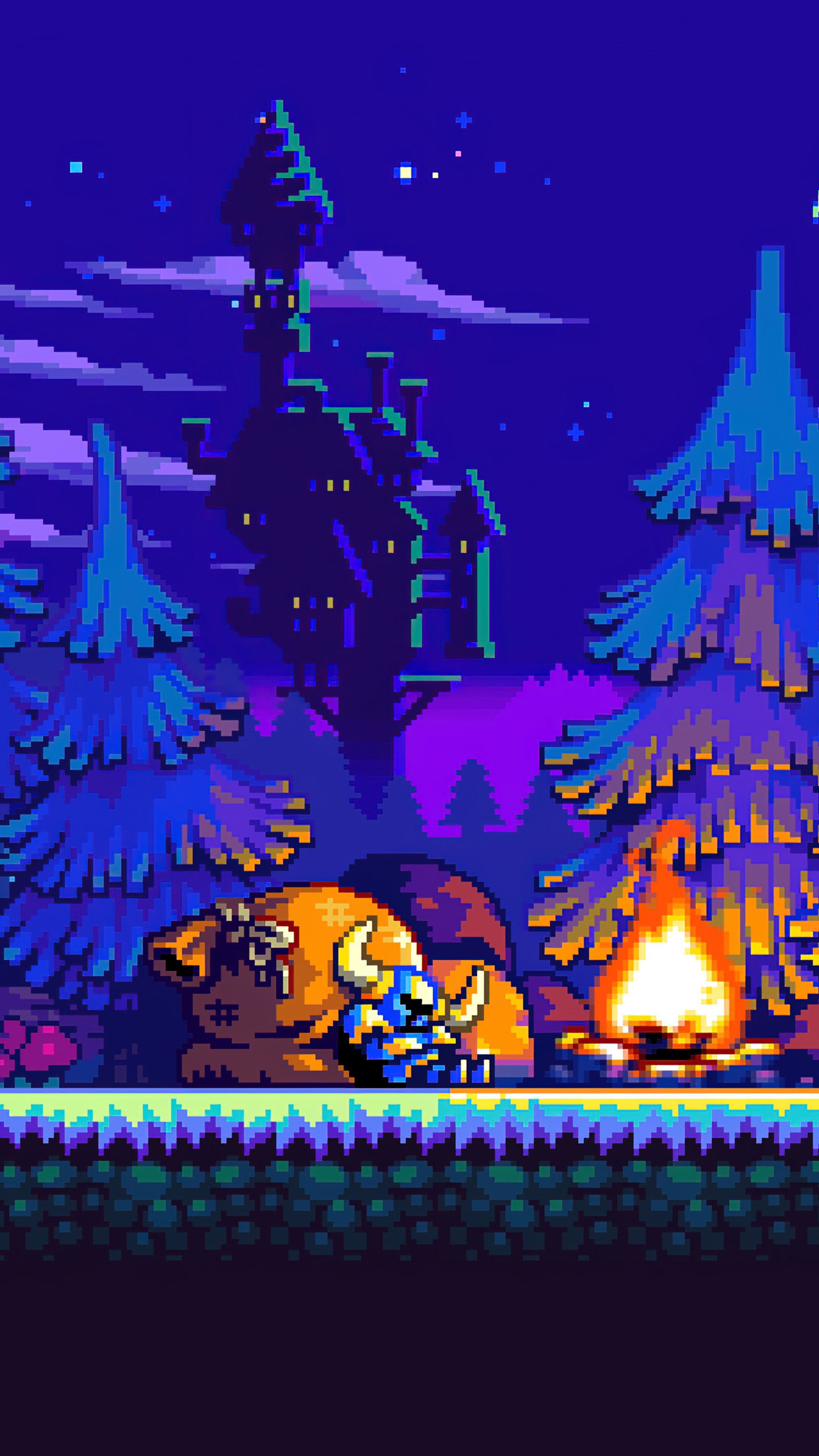 2160x3840 Shovel Knight Bonfire Pixel Art 4K Wallpaper iPhone HD Phone h