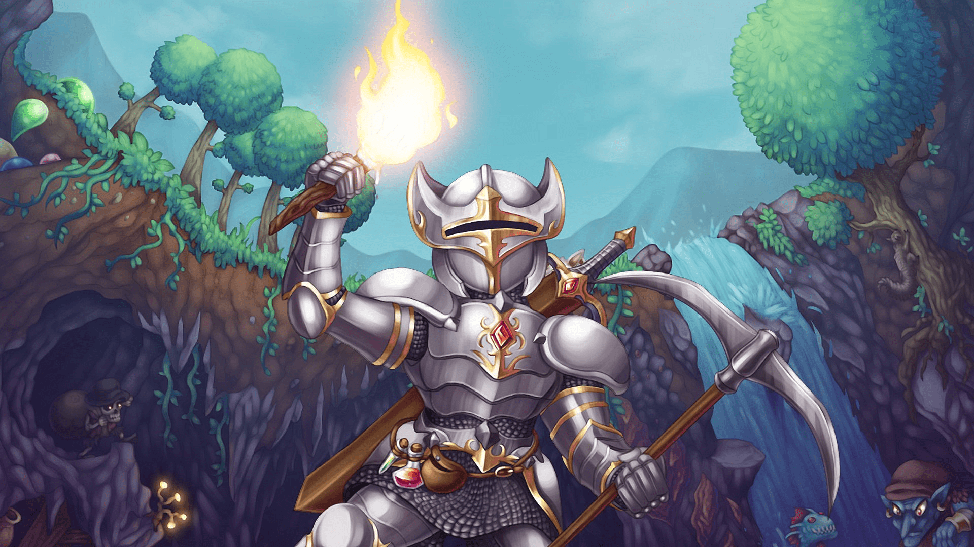 1920x1080 Terraria HD: Fierce Knight in Pixel Adventure Realm
