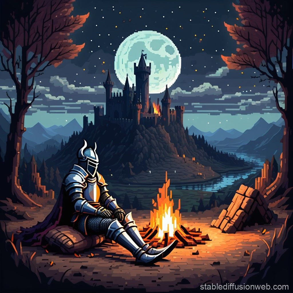 1024x1024 Knight near Campfire in Dark Souls Universe. Stable Diffusion Online
