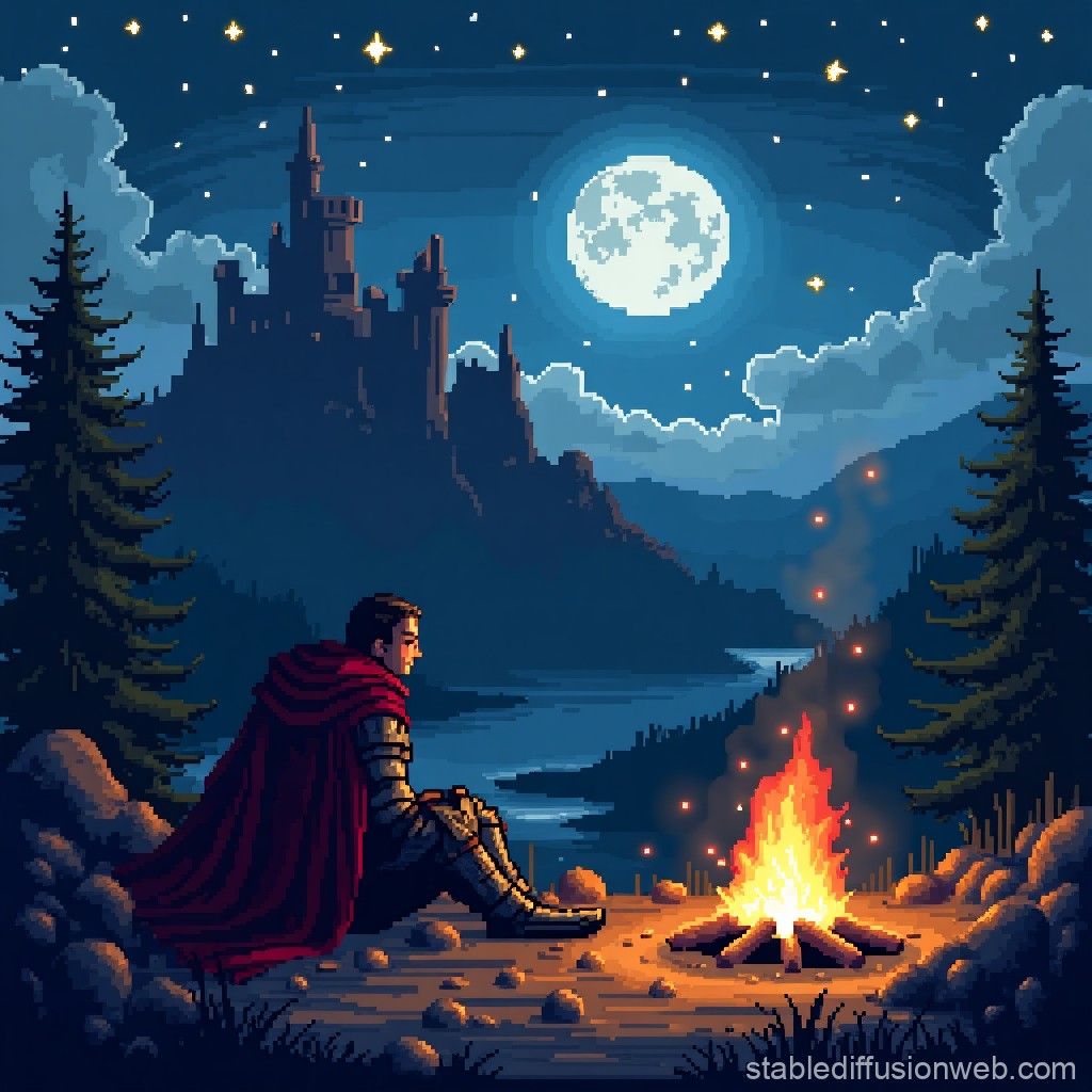 1024x1024 beautiful pixel art of a a knight lies on the ground near a campfire in the dark souls universe Prompts. Stable Diffusion Online