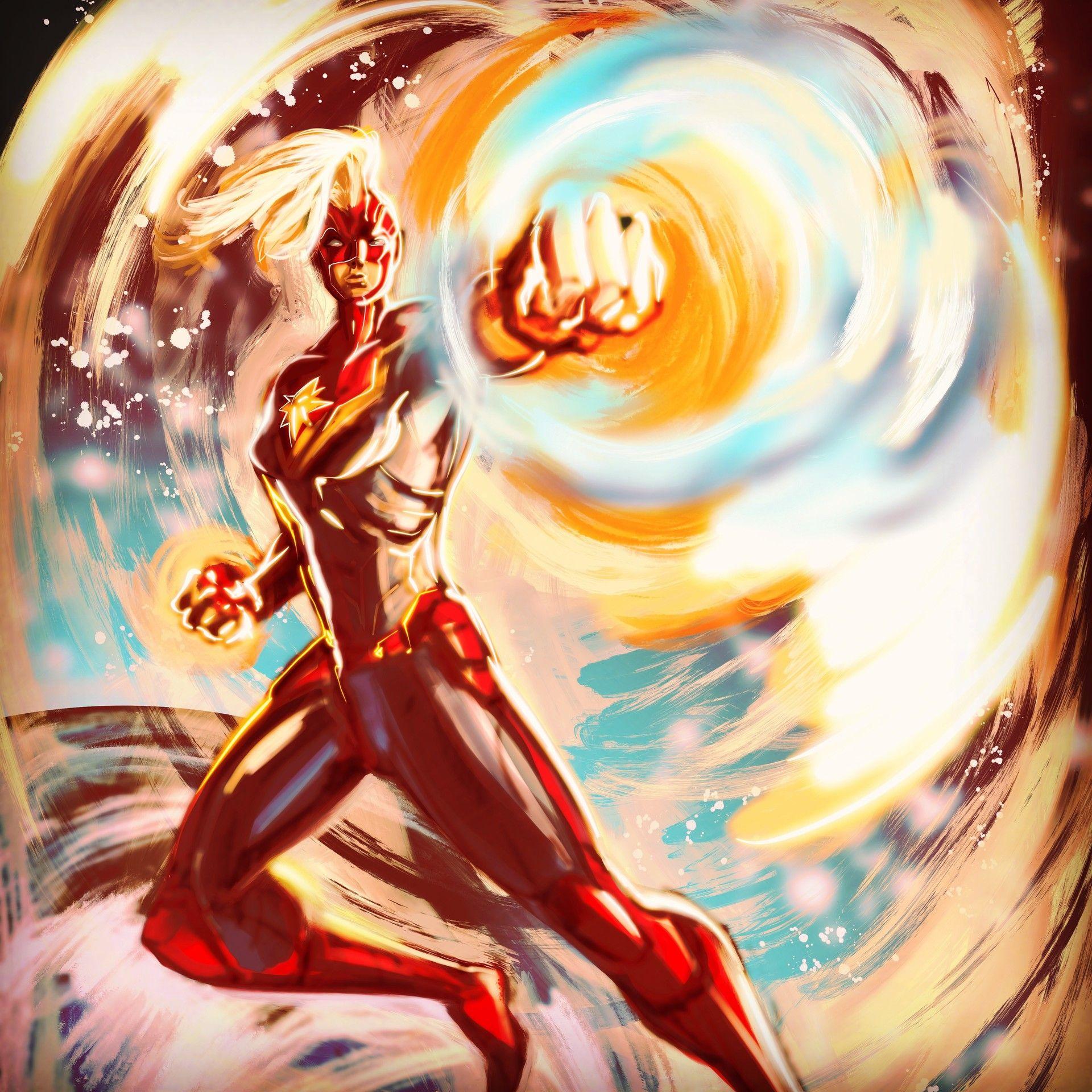 1920x1920 Captain Marvel Cool Sketch Drawing by Aarin Knox Wallpaper