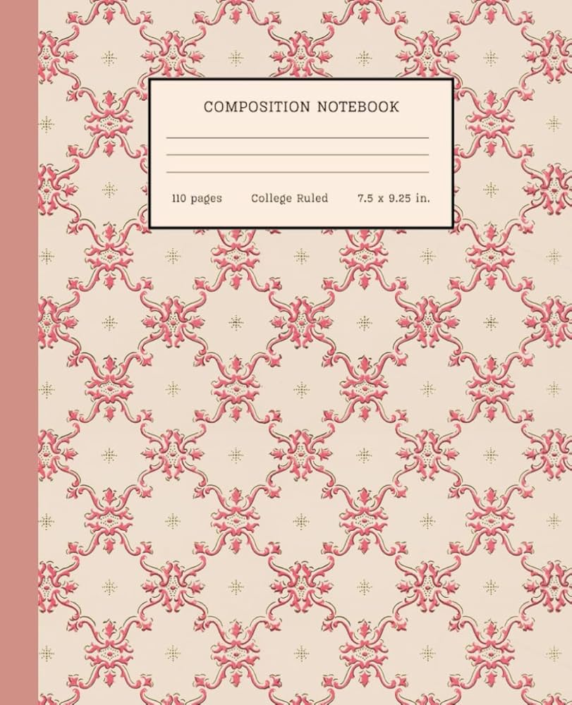811x1000 Antique Pink Patterned Wallpaper Journal Composition Notebook for Women, Teens, Girls 110 pgs College Ruled: Publications, Bungalow: Books
