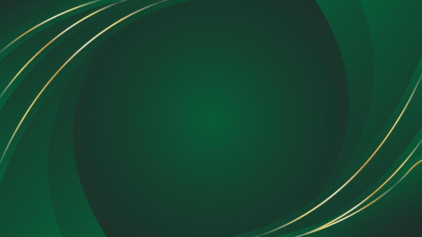 1742x980 Emerald green abstract luxury background with gold lines. Elegant wave modern wallpaper