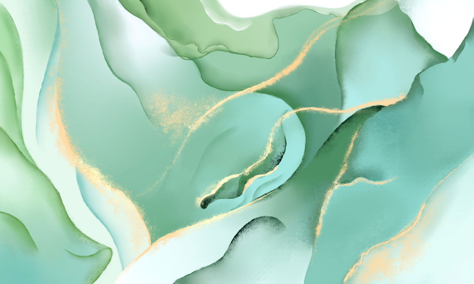 1800x1080 Abstract Emerald Green Gold Mural Wallpaper