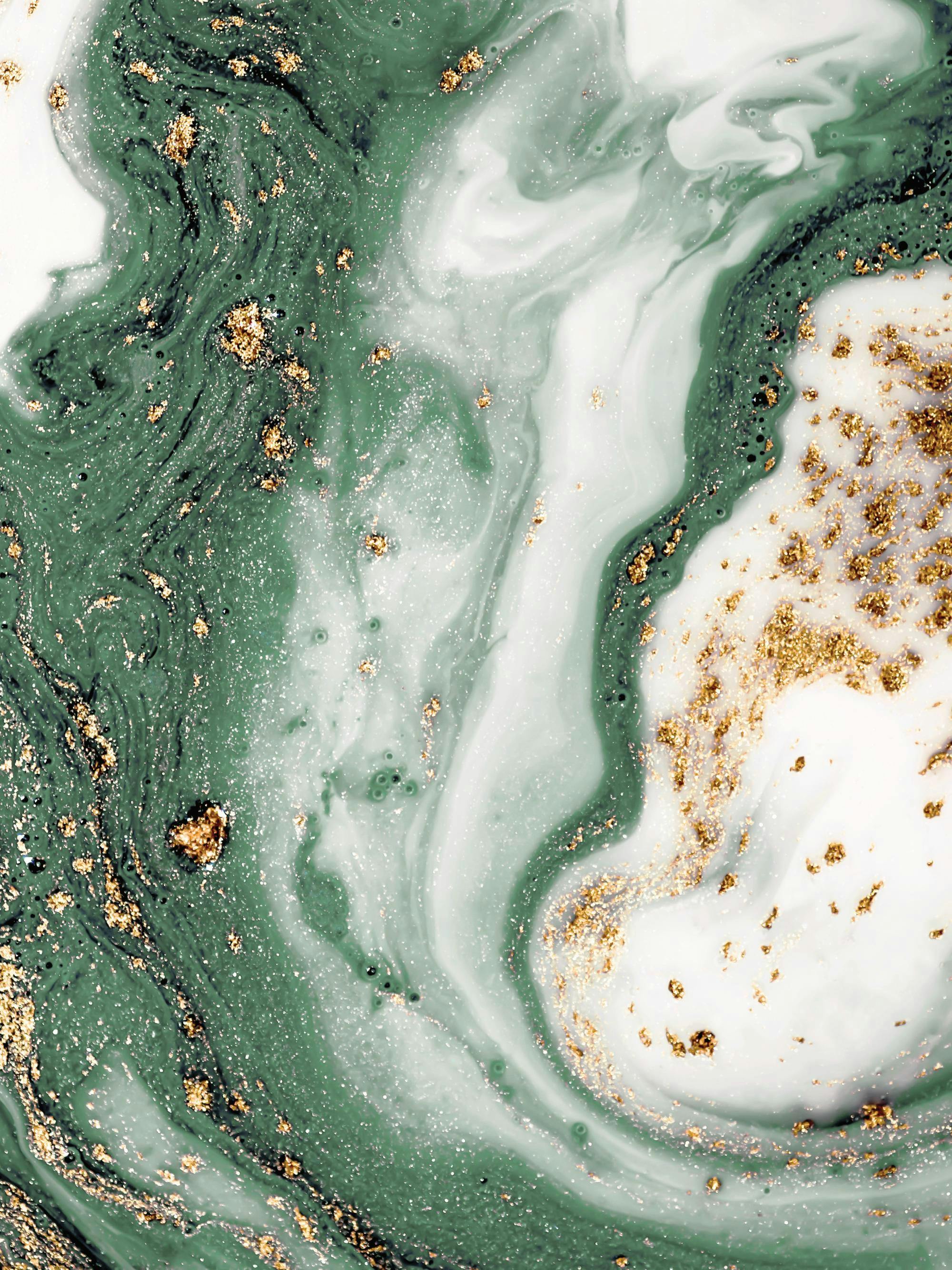 2000x2667 Green and Gold Swirl Print