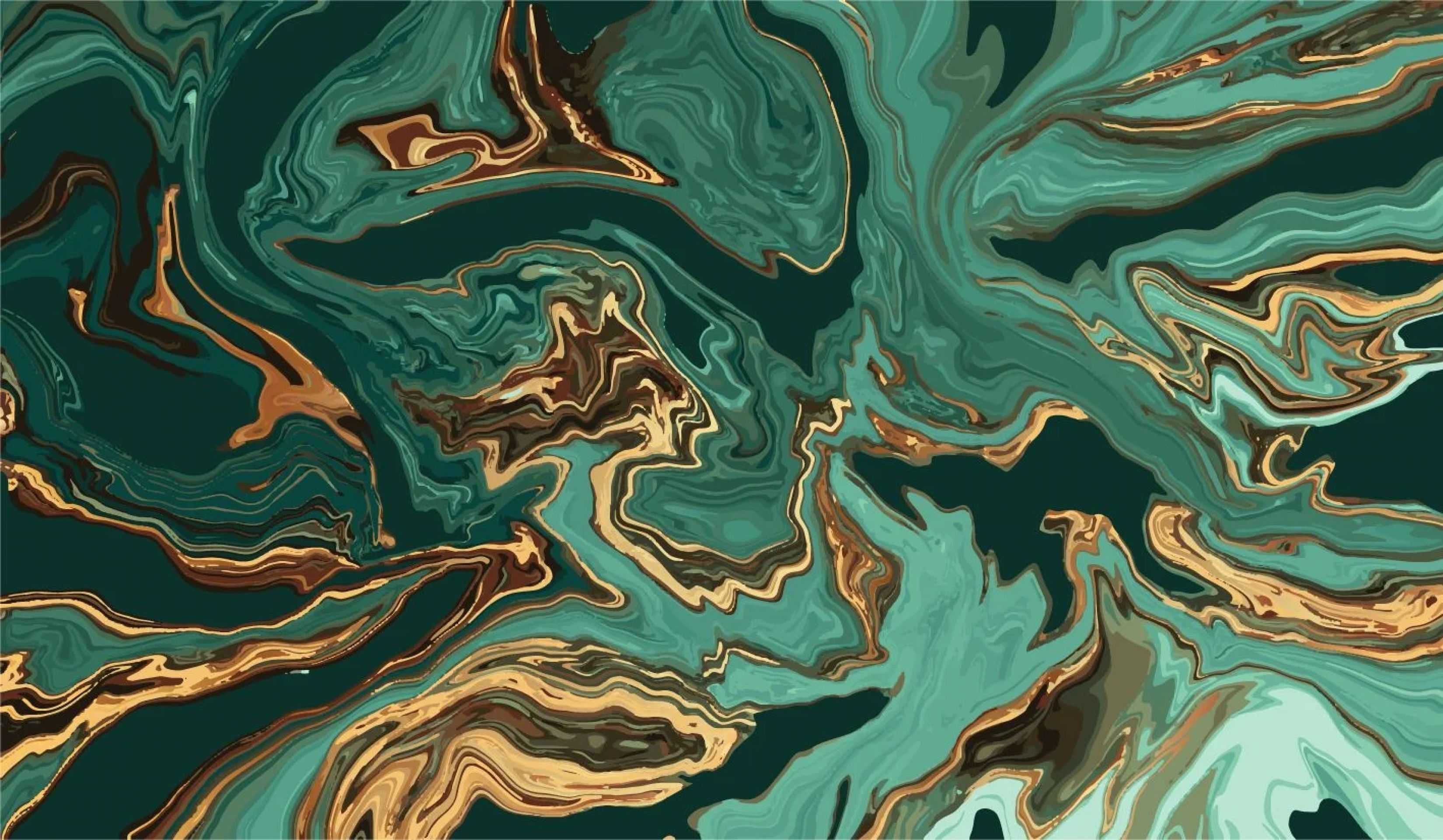 3300x1921 Gold And Green Abstract Paint Spill Liquid Swirls