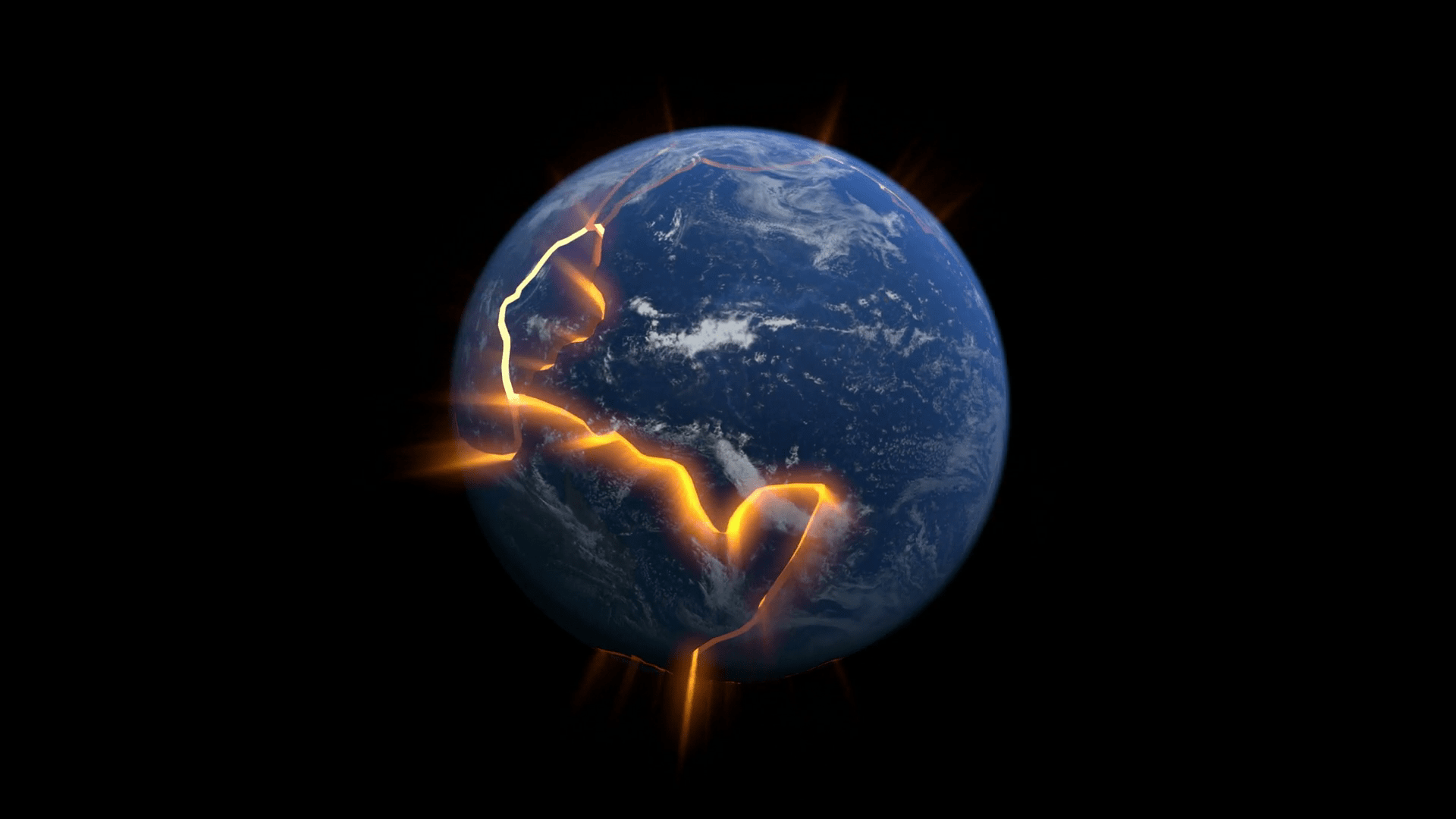 1920x1080 Earth with tectonic plates cracks and magma
