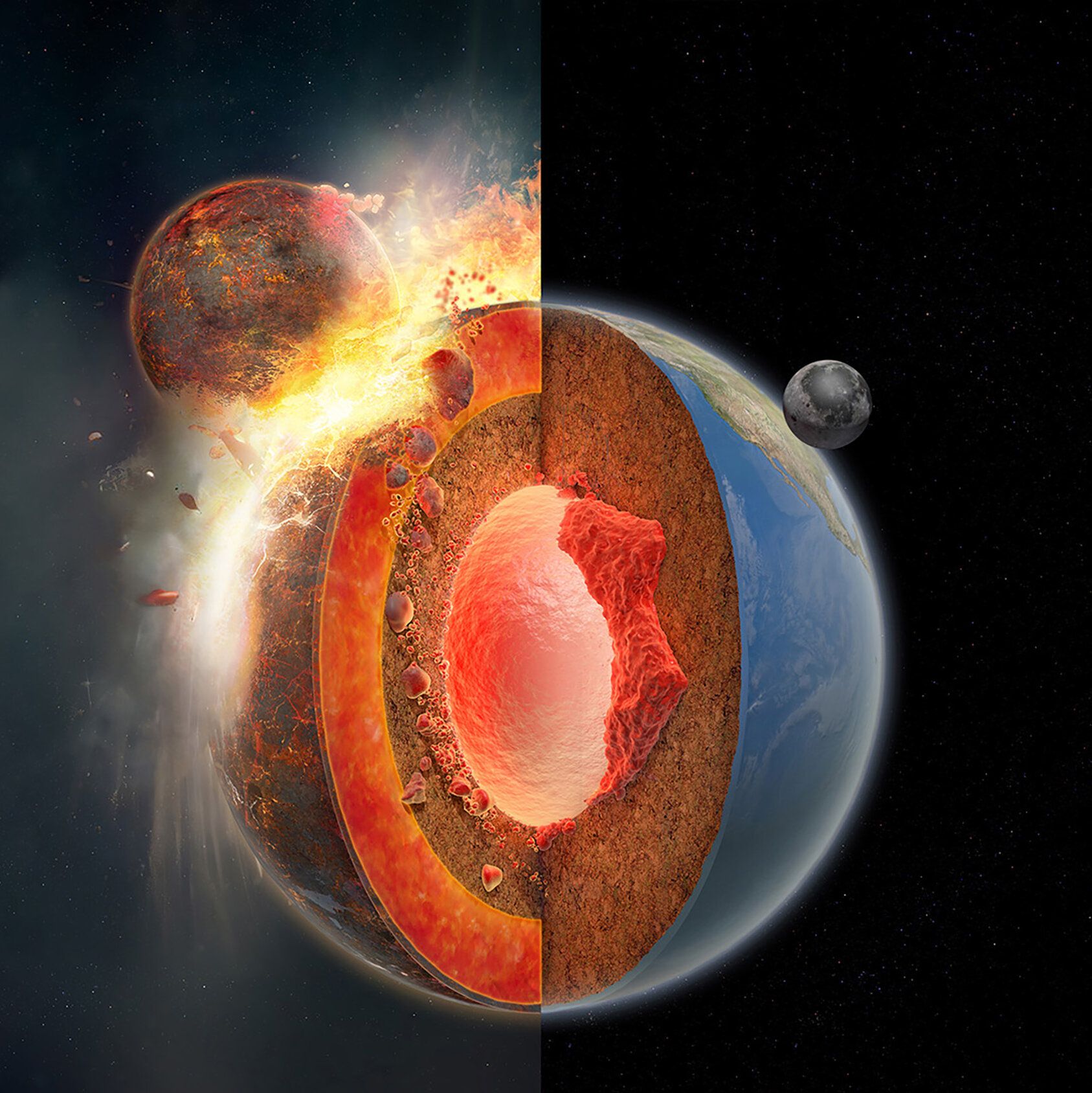 1687x1688 A Big Whack That Made the Moon May Have Also Created Continents That Move