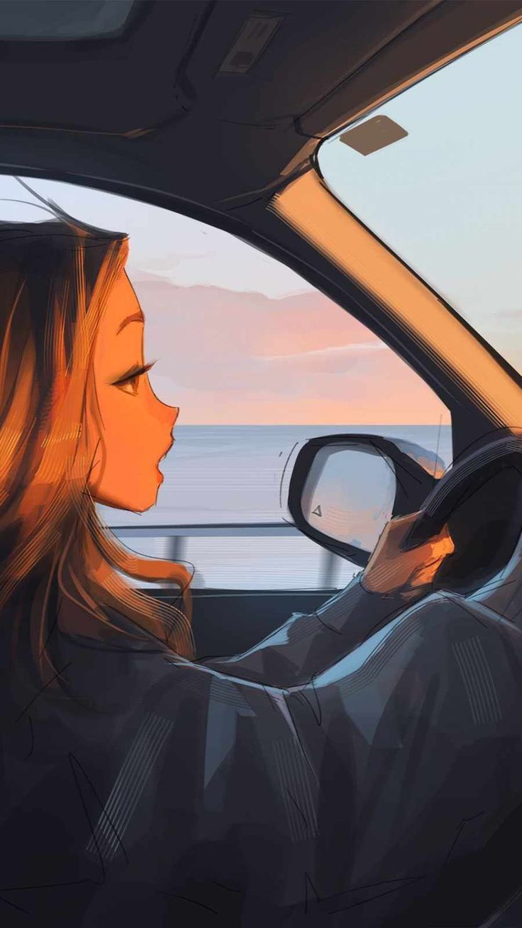 736x1308 Girl Driving iPhone Wallpaper