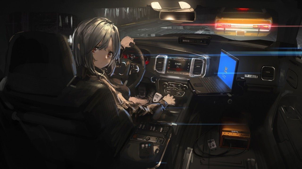 1280x720 Anime Car Girl Wallpaper