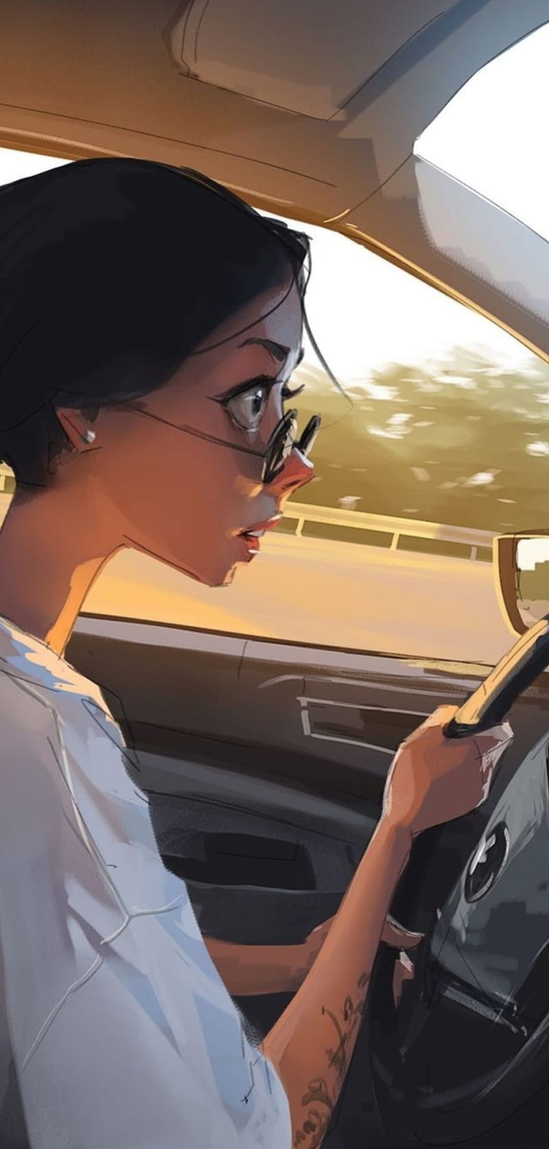 800x1674 HD girl and car wallpaper