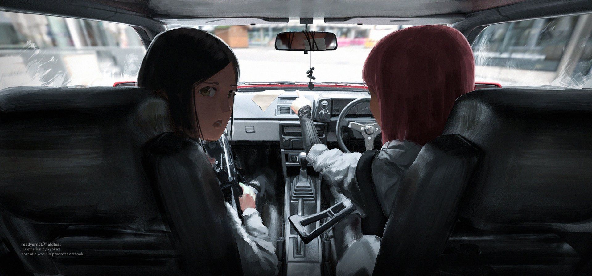 1920x897 Anime Drive: HD Car Scene Wallpaper