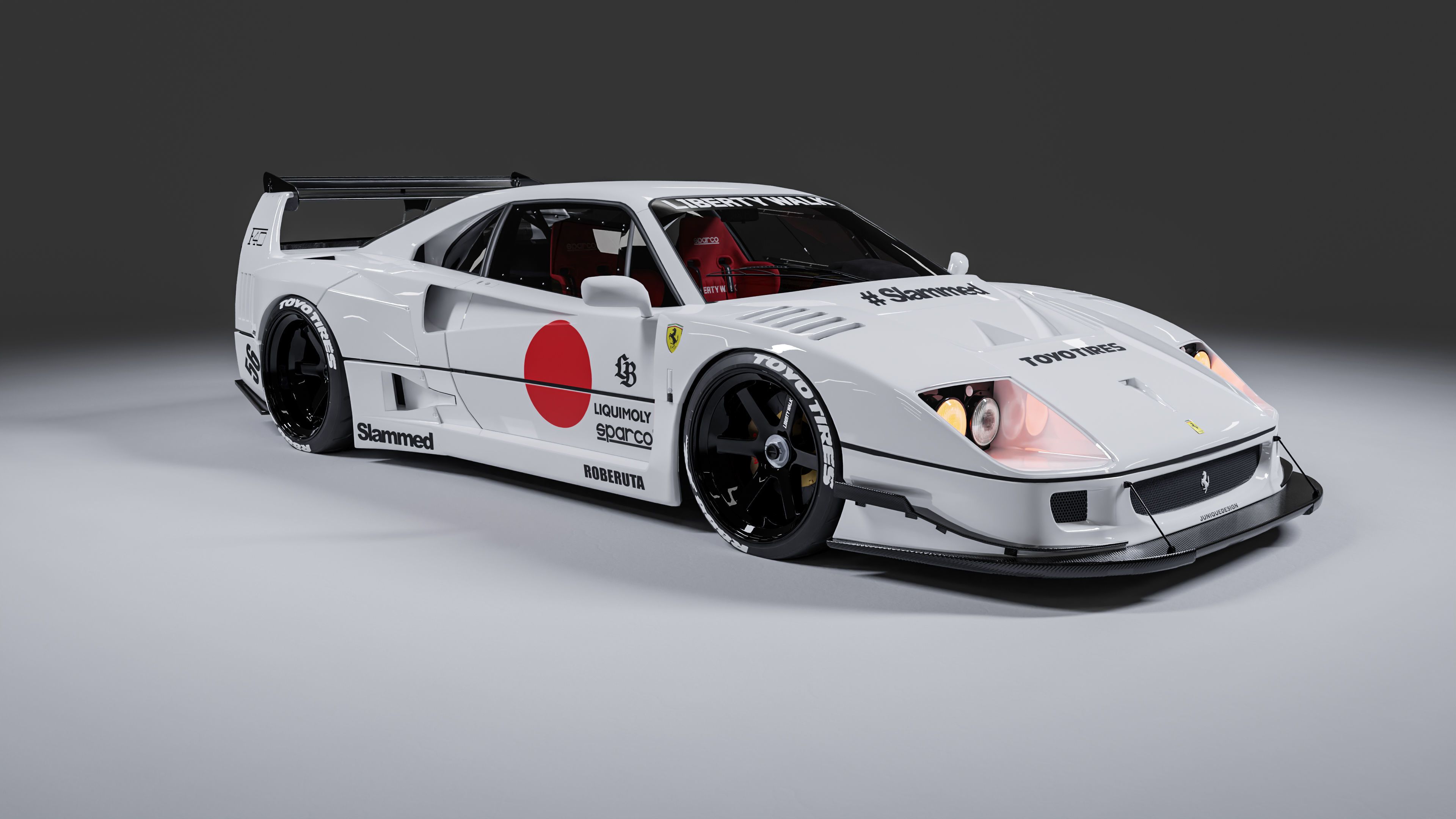 3840x2160 Ferrari F40 Liberty Walk LB 3D model rigged
