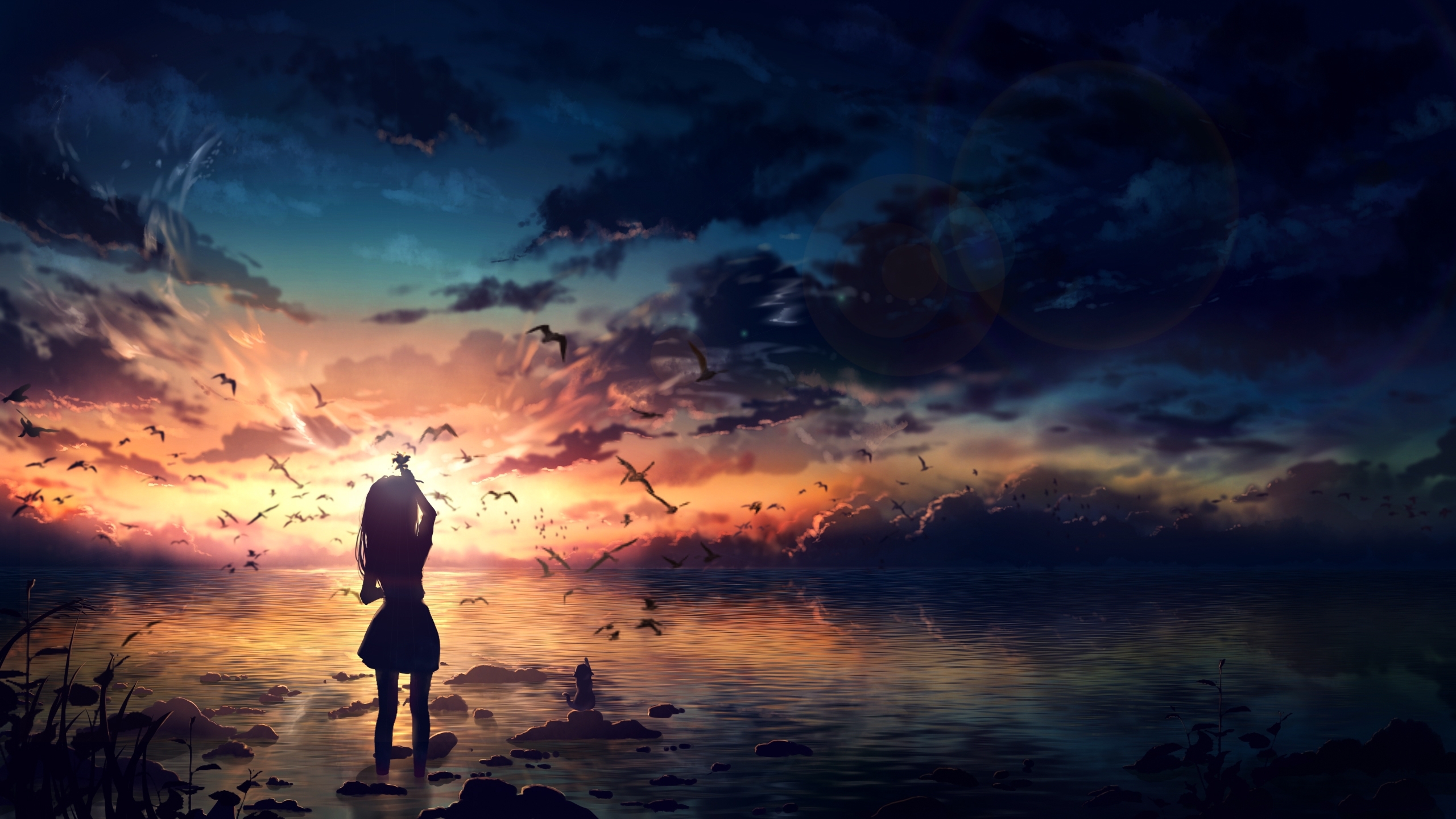 2560x1440 Anime Sunset HD Digital Cool Wallpaper, HD Artist 4K Wallpaper, Image and Background