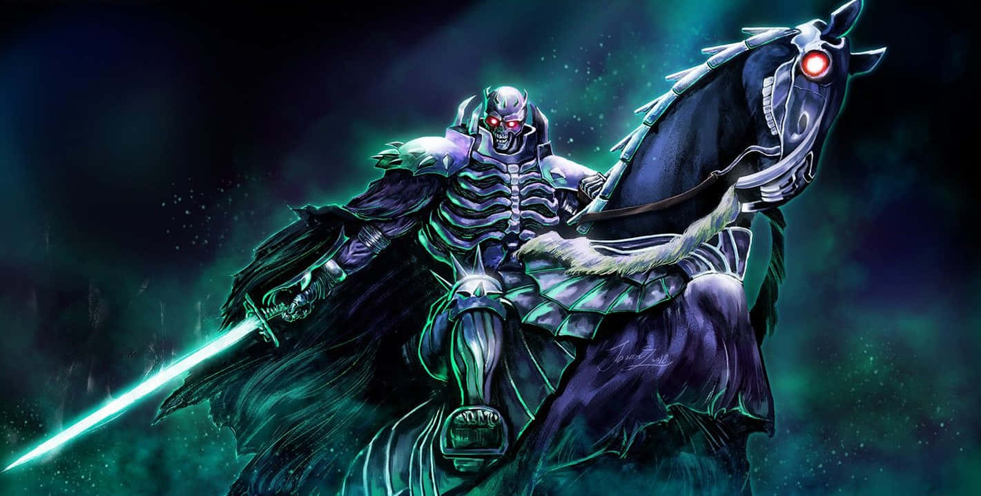 1421x719 Download Skull Knight Amidst Darkness Wallpaper