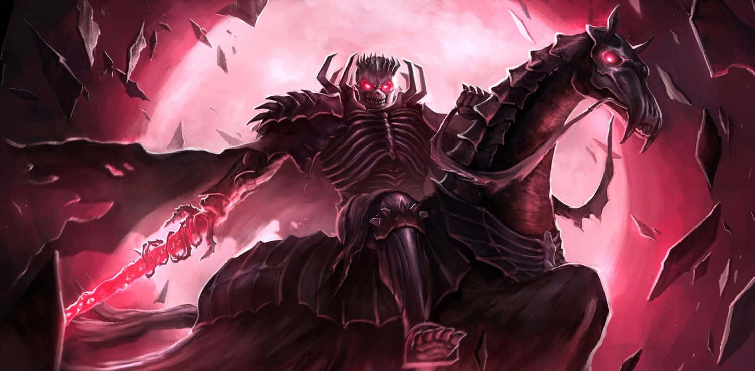 1500x737 Download Majestic Skull Knight In Full Armor Wallpaper