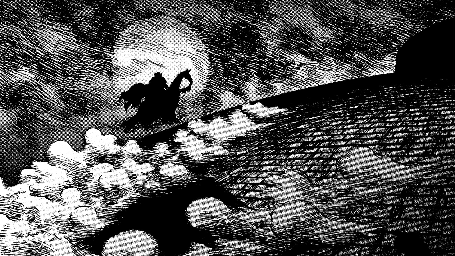 1920x1080 Black and white skull print textile, Kentaro Miura, Berserk, Skull Knight HD wallpaper