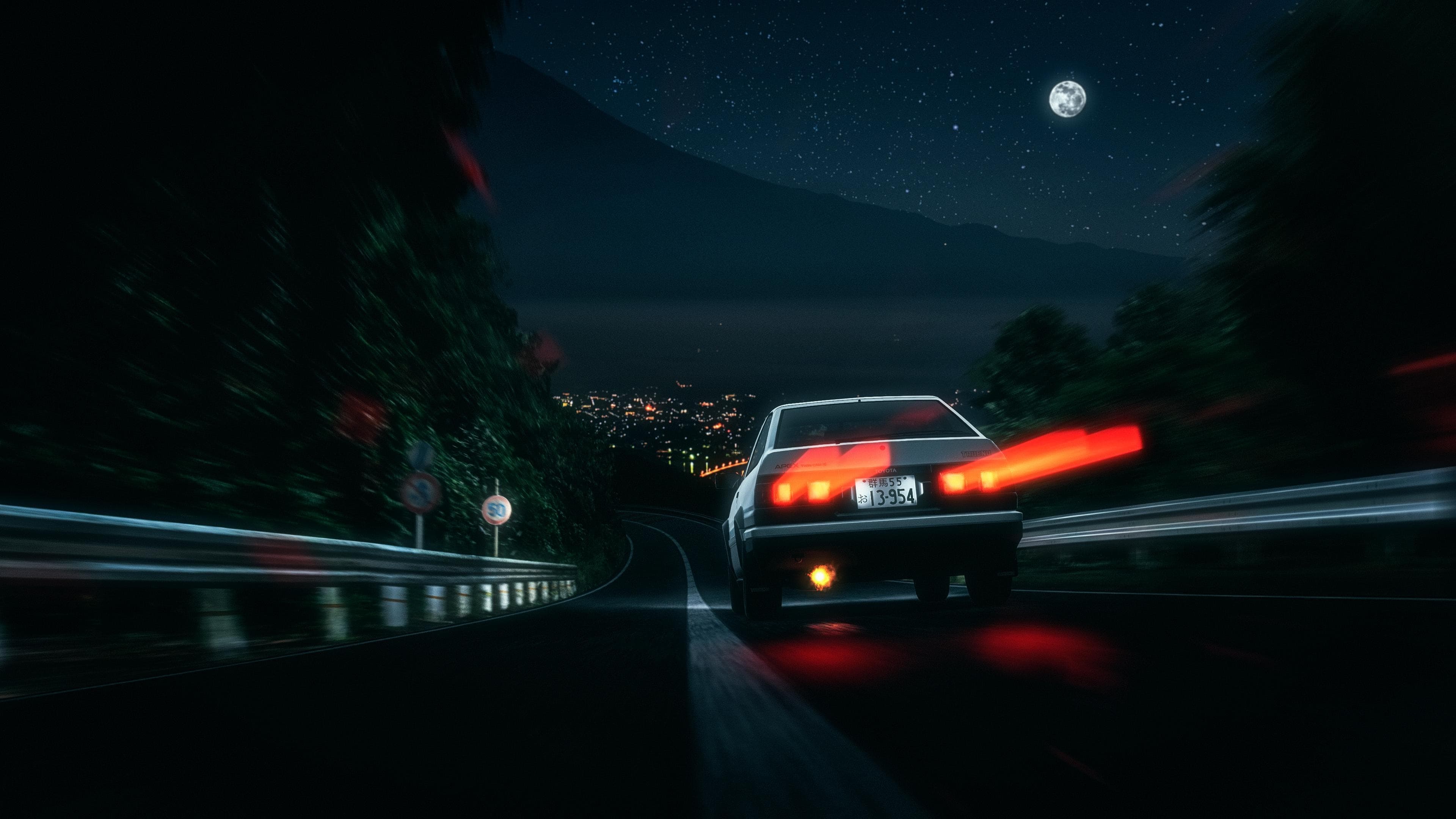 3840x2160 Initial D: Midnight Drift Ultra HD Anime Wallpaper