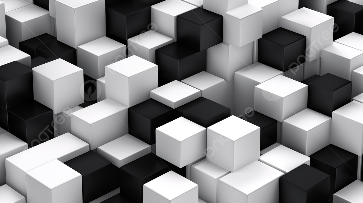 1200x673 Contemporary Futuristic Black White Geometric Seamless Pattern With Cubes And Squares Abstract Textured Vector Design For Contrast Textile Backdrop, Black And White Design, Black And White Abstract, Black And White Art Background