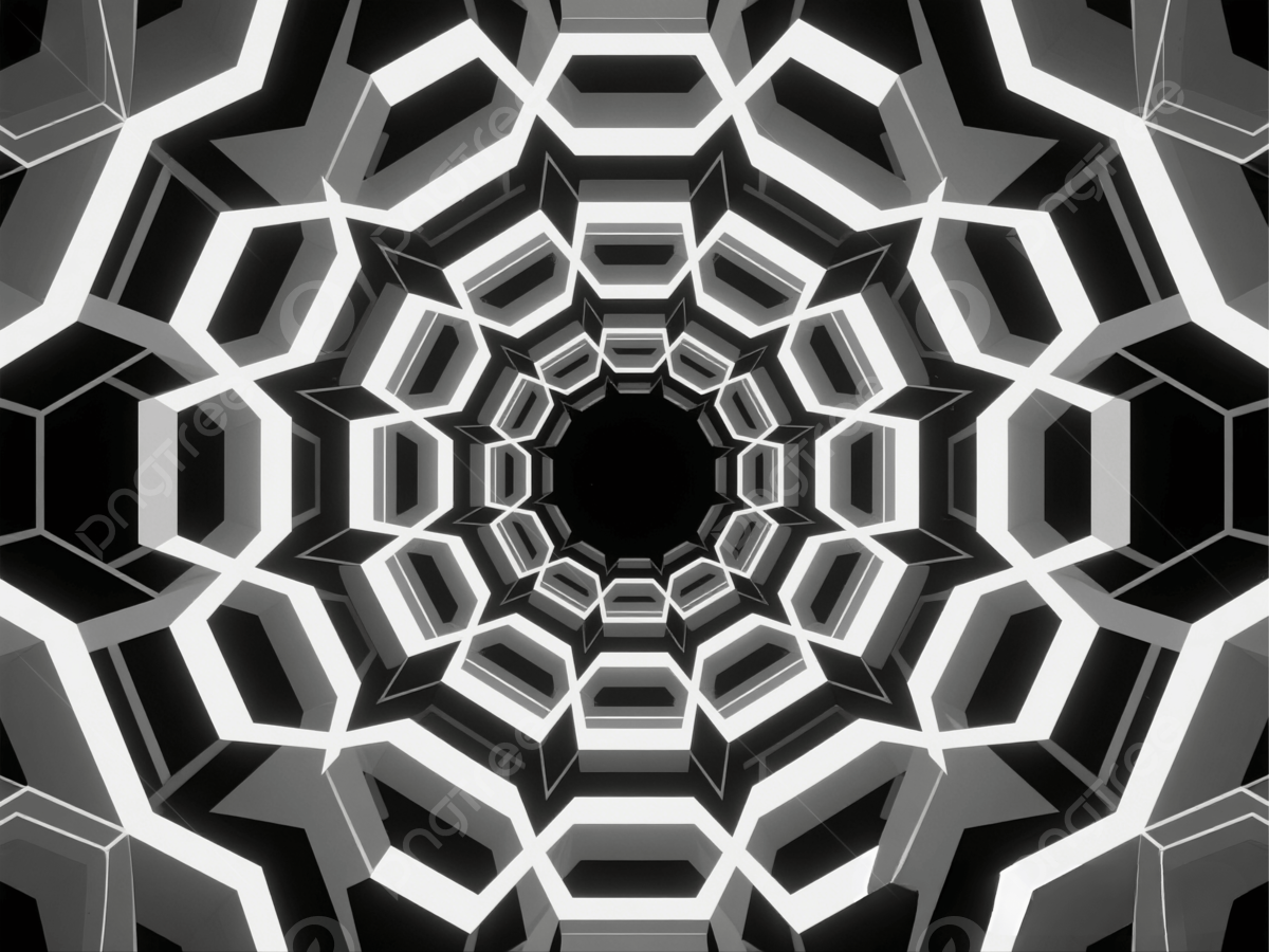 1200x900 Futuristic Black And White Hexagonal Tunnel Abstract Design, Abstract Texture, Digital Visualization, Motion Design Background Image And Wallpaper for Free Download
