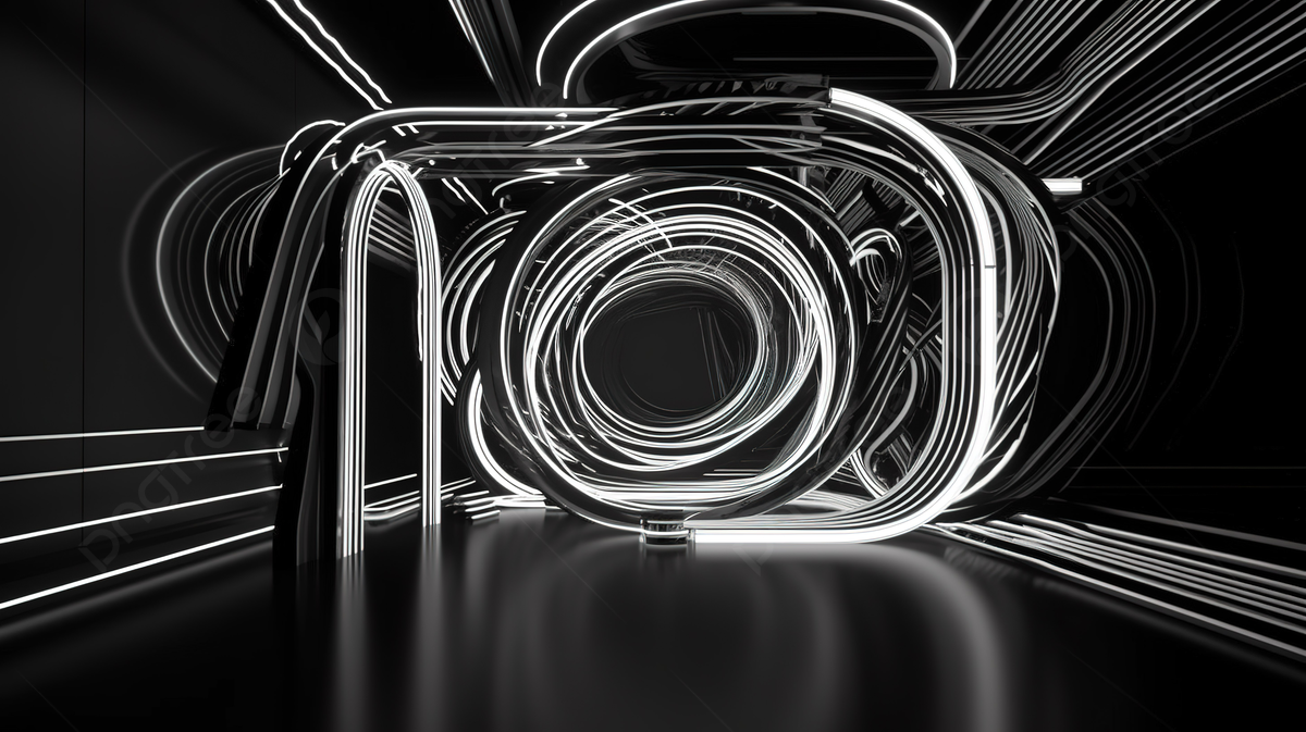 1200x673 Glowing Black And White Futuristic Background In 3D Rendering Photo And Picture For Free Download