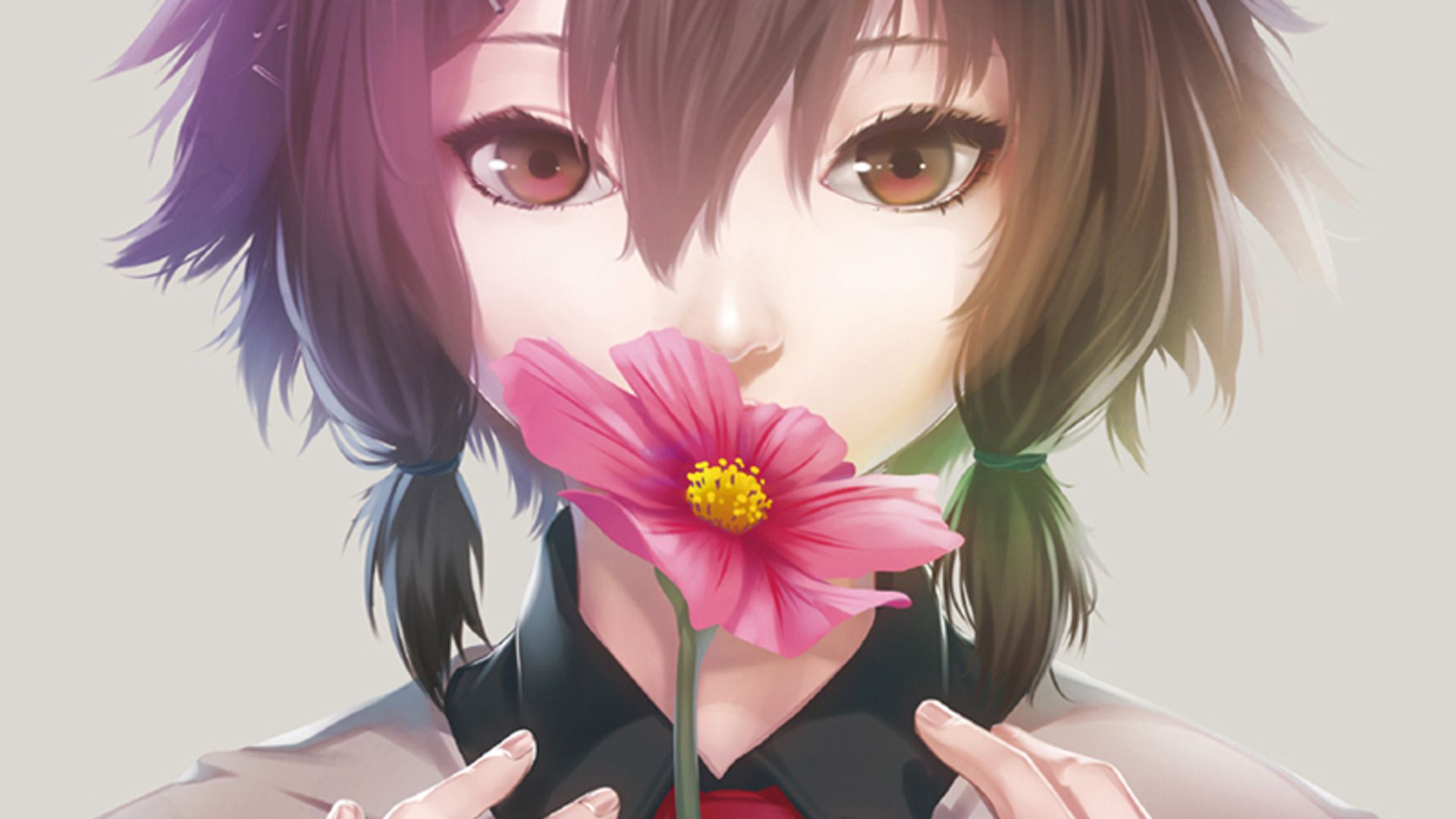 1920x1080 anime, Anime Girls, Flowers, Closeup, Soft Shading Wallpaper HD / Desktop and Mobile Background